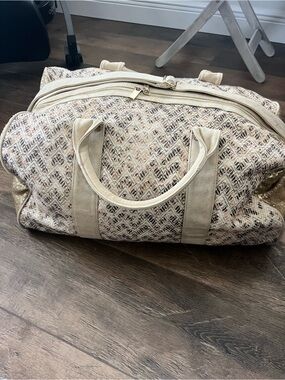 Anthropologie x Deux Lux Metallic Gold Sequin Animal Print Weekender Duffel Bag